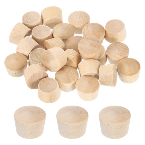 Image of uxcell 26Pcs Wood Button Plugs, 11.5mm /0.45 inch Flat Head Hardwood Screw Hole Plug Wooden Caps Buttons Wood Plug for Furniture Woodworking Craft Decor (13mm x 11.5mm)