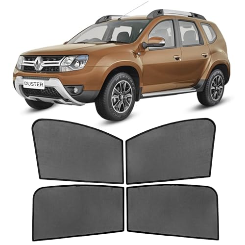 Image of AutoStory Custom Fit Black Mesh Car Sunshade for Duster | UV & Heat Protection Car Window Curtains | Privacy Car Sun Shade | Breathable Vehicle Specific Side Window Shades