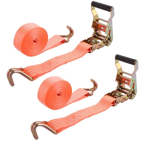 AKOLAFE 2 Pcs Heavy Duty Ratchet Straps with Hooks, 3m x 40mm Ratchet Tie Down Straps with 2000kg/4400lbs Break Strength, Ratchet Strap for Cargo, Trucks, Motorcycle, Trailer