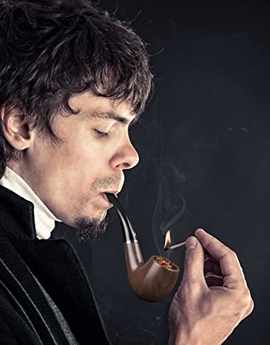 Joyoldelf Tobacco Smoking Pipe With Foldable Pipe Stand Holder And Smoking Accessories Including Pipe Screens, Pipe Bits And Pipe Cleaning Tool With Gift Box (Medium) #TOP5