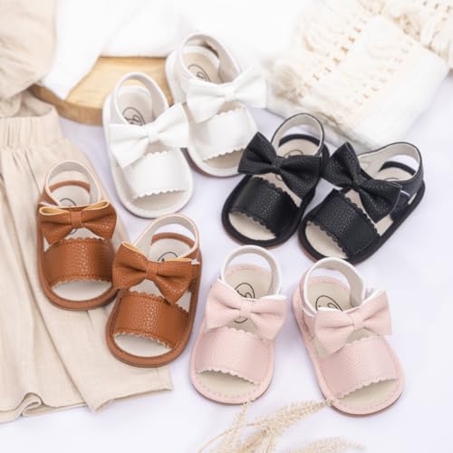 Kannior Infant Boys Girls Sandals Breathable Premium Baby Summer Outdoor Casual Beach Shoes Lightweight Toddler Flower Bowknot Anti Slip Rubber Sole Newborn Prewalker First Crib Shoes2