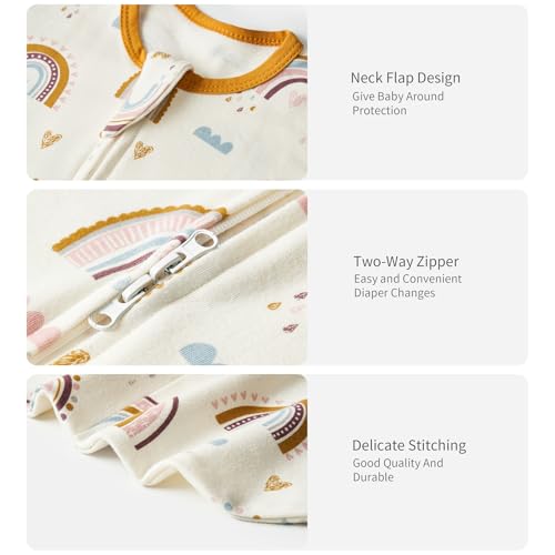 Image of insular Baby Transitional Swaddle with 2-Way Zipper Newborn Sleep Sack Arms Up Infant Sleeping Bag Wearable Blanket, Rainbow, 3-6 Month