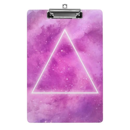 Planchette à pince porte document A4 rose triangle et clip profil bas
