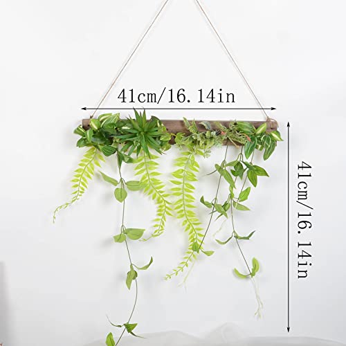 Midremer Artificial Plants Wall Hanging Decor With Wooden Board, Greenery Hanging Fake Plants For Home Bedroom Living Room Garden Wedding Farmhouse Rustic Boho Wall Decorations (Water Bamboo Leaves) #TOP2