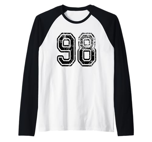 Numero 98 Squadra Sportiva Grungy Maglia con Maniche Raglan