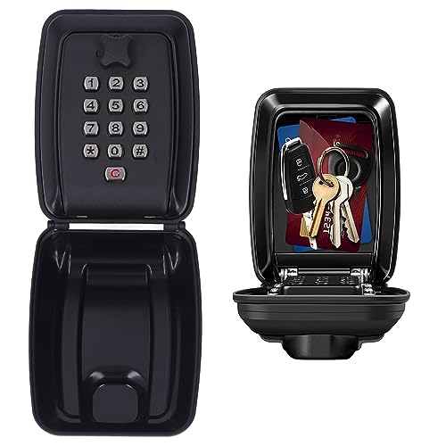 XHTLLO Key Lock Box, 12 Digit Combination Wall Mount Lockbox, Waterproof Large Capacity Outdoor Key Storage Box, Card Storage Case for Home, Office
