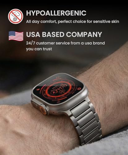 Image of Titanium Band Compatible with Apple Watch Ultra 3 /2 /1 49mm Band for Men & Series 11 /10 46mm, Grade 5 Titanium with DLC Coating for Ultra 3 Watch Band, Easy-Adjust Metal Band & Butterfly Clasp