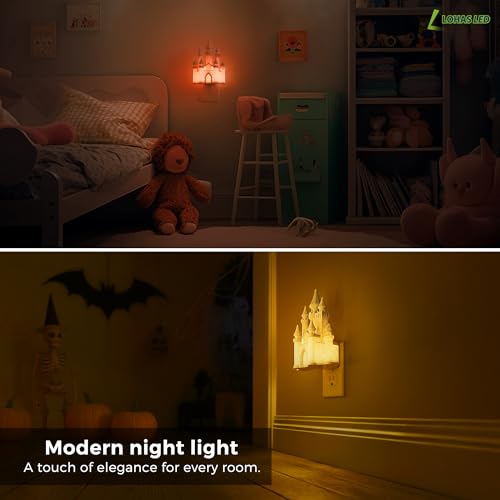 Image of L LOHAS LED 3D Castle Night Lights Plug into Wall, Dusk to Dawn Nightlight