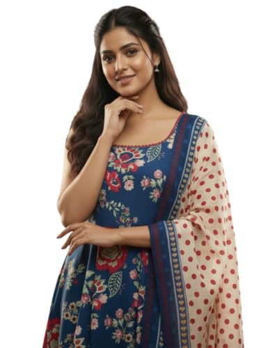 Image of Leriya Fashion Rayon Kurta Set with Dupatta|Kurta Sets for Woman|Anarkali Style Traditional Dress for Woman|Salwar Suit for Party Outfit|Anarkali Suit for Women|Red Kurti Set for with Dupatta