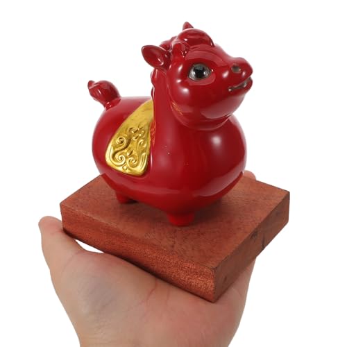 Cheval en céramique rouge figurine artisanale surface lisse - 5