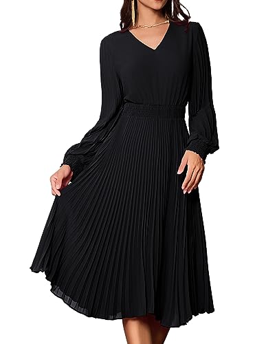 Vestido de Gasa de Manga Corta para Mujer Vestido de Verano Suelto Manga Larga Elegante Vestido de Gasa para Mujer Negro 2XL