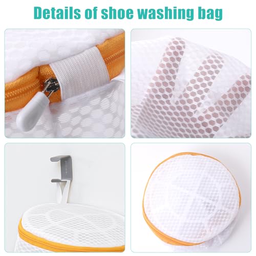 Image of Kimmama Shoe Washing Machine Bag, Shoe Cleaning Bag, Orange Zipper, 7x15 inch, 2Pack