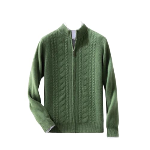 Cárdigan de punto trenzado para hombre con cuello alto y cremallera