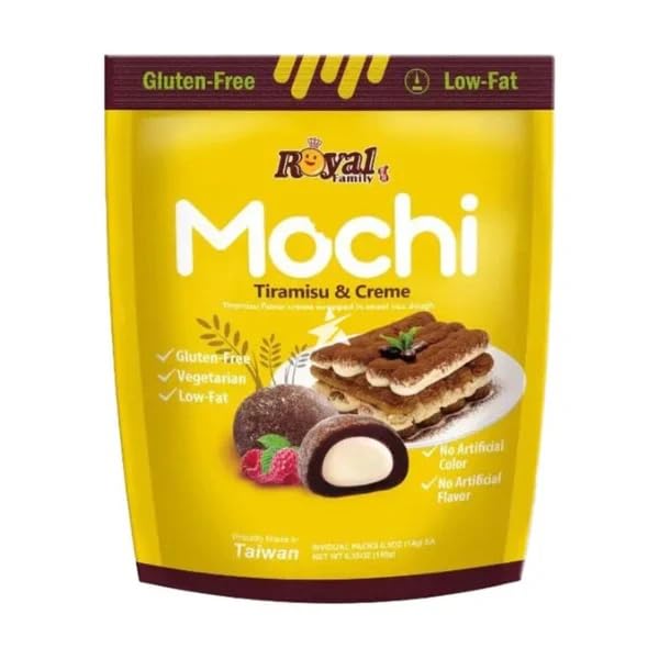 Royal Family Mochi, Tiramisu & Creme Flavor (2 Pack 12.7 oz) – Gluten-Free, Low-Fat, Lacto-Vegetarian Treat