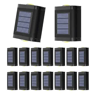 Codian 16 Pack Solar Wall Lights, Solar LED Lights for Outdoor, Up and Down, Waterproof Solar LED Lights for Step, Railing, Fence, Pool, Wall, Patio, Garden, Stair, Yard and Driveway Path (Warm White)