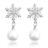 Sunshine smile Schneeflocke Ohrringe,Schneeflocke Ohrstecker,Ohrringe Weihnachten,Weihnachtsohrringe Damen,Weihnachtsohrringe Silber 925,Kreativ Weihnachten Ohrringe Cute,Weihnachten Schmuck Geschenk