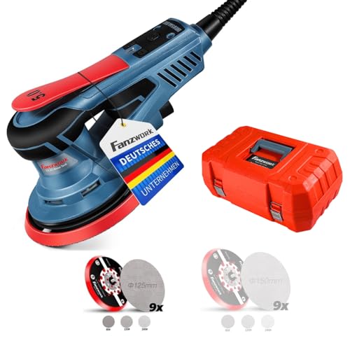 FANZTOOL Levigatrice Rotorbitale Senza Spazzole, con Platorello da 125/150mm, Corsa di Levigatura da...