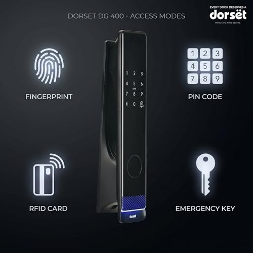 Image of Dorset DG 400 Push Pull Digital Door Lock - 4-Way Access : Fingerprint, Pin, Card, Key Access, Dual Authentication, Stainless Steel deadbolt, Graphite Matt Finish