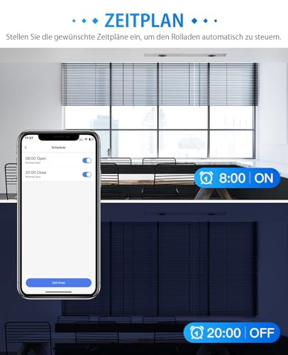 ALLEVOI Smart Rolladenschalter, Wlan Rolladen Zeitschaltuhr, Kompatibel mit Alexa/Google Home/Smart Life, Wifi Jalousien Rolladensteuerung Benötigt Nullleiter