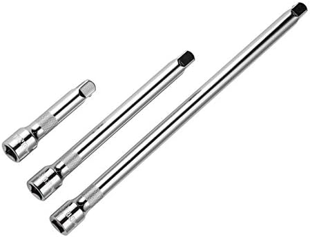 Kendo 3-Piece 3/8" Drive Industrial Grade Extension Bars Set for Narrow and Deep Areas, Includes 3", 6", and 10", Chrome Vanadium Steel with Mirror Finish