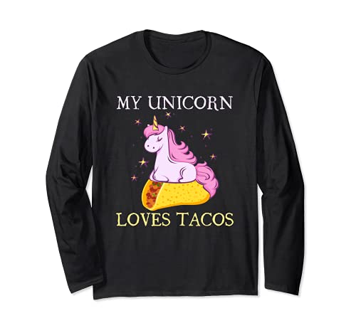 Mi unicornio ama los tacos diseño gráfico más divertido Manga Larga