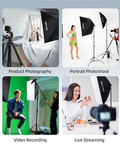 Image of Skytex Softbox Lighting Kit 2Pack,20x28in Soft Box |Upgrade 135W 2700-6400K 100V-240V AC E27 LEDBulb Continuous Photography Lighting,Photo Studio Lights Equipment for Camera Shooting,Video Recording