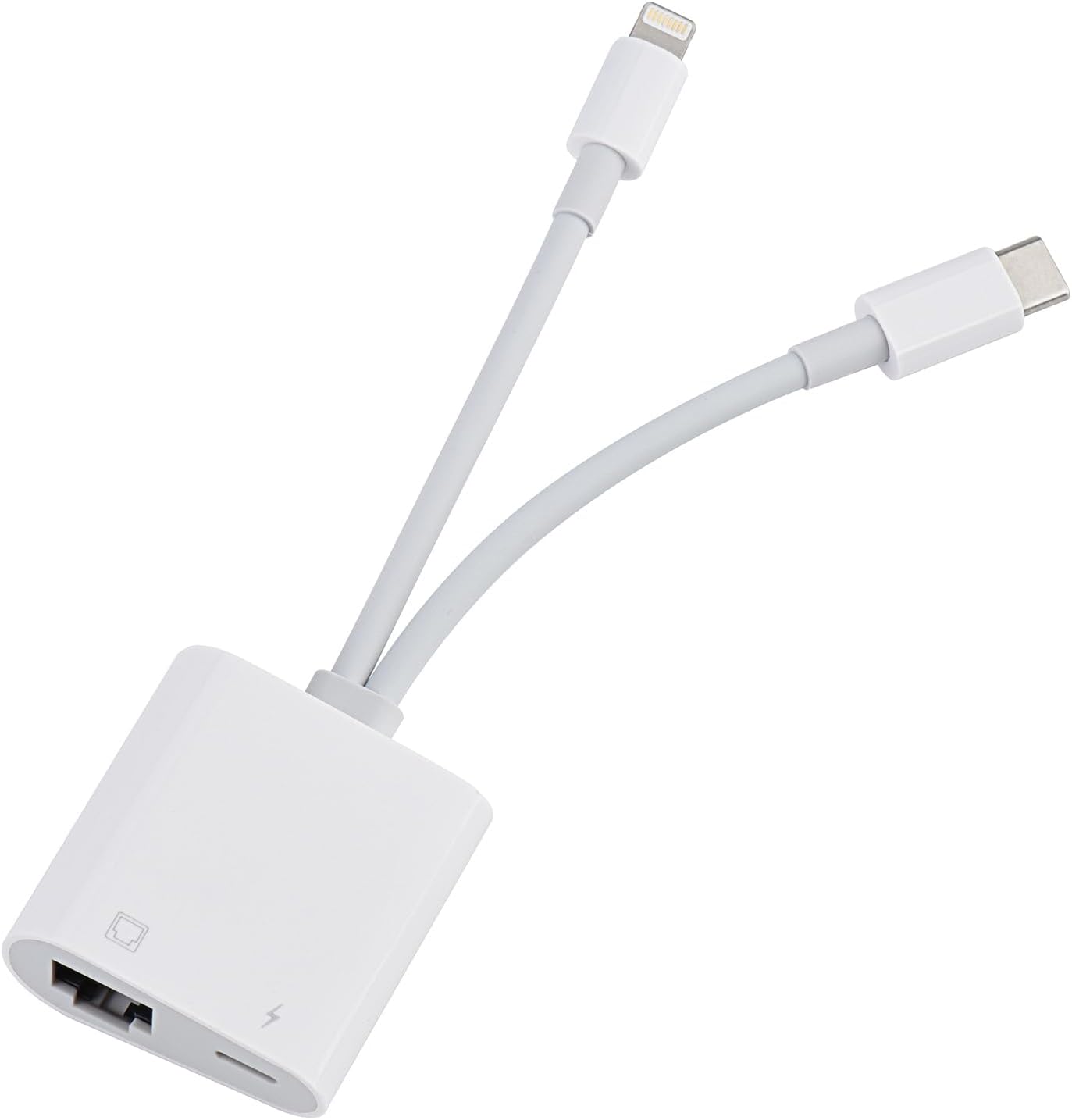 Lightning and USB C to Ethernet Adapter,2 in 1 RJ45 Ethernet LAN Network Adapter with Charge Port Compatible with iPhone/iPad/iPod/Samsung and More,Supports 100Mbps Plug and Play