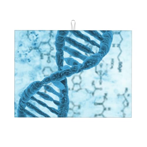 台所水切りマットdnaブルー 速乾吸水マット 食器乾燥マット 丸めて収納 皿置き 速乾性 耐油性 抗菌 消臭 お手入れ簡単 大判 衛生 防カビ 丸めて収納 滑り止め 棚シート46*61cm