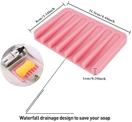 GOODGDN 5pcs Soap Dish Self Draining,Soap Case Holder,Silicone Soap Dish Silicone Rubber Drainer Dishes Soap Saver for Shower, Bathroom, Kitchen, Counter Top