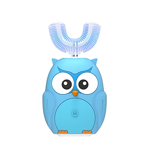 Kids U Shaped Electric Toothbrush, Ultrasonic Automatic Whitening Massage Toothbrush for Kids with 3 Cleaning Modes,Cute Cartoon Children's Toothbrush.(Color:Blue Size:2-6 Years)