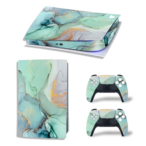 Autocollant pour PS5 Digital skin en vinyle marbre vert pour console et manette