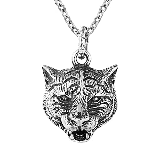 Collier homme acier inoxydable pendentif tigre le cadeau vintage idéal