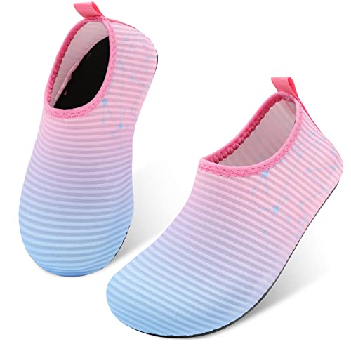 JIASUQI Fashion Barefoot Sports Water Aqua Water Shoes Beach Sandals Gradient Blue Pink US 8-8.5 M Toddler