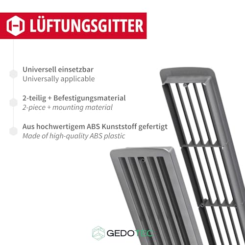 Gedotec Ventilation Grille, Plastic Stainless Steel Look, 1 set - stainless steel look - Image 3