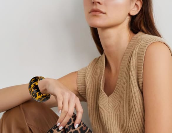 Ailiessy Chunky Resin Bracelet Vintage Wide Irregular Plastic Bracelets Geometric Acrylic Bracelet for Women Statement Personal Jewelry Gift - Image 2