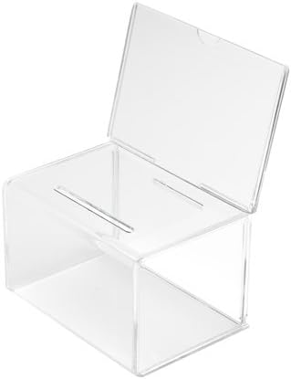 Marketing Holders Small Ballot Box 6"W Clear Non Locking Coin Bins with Header Contest Expos Trade Show Lead Generator Tools