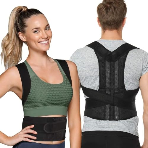 Corrector Postura Espalda Unisex para Adultos . Faja Lumbar para Hombre y Mujer para el Trabajo, Deporte. Para uso Diario y Discreta. Cinta Correctora para Mejorar la Postura de Espalda y Cervical (S)