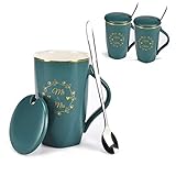 RUXINGGU Europäischer zweiteiliger Becher, Milchglas-Kaffeetasse, Tasse, Becher, Geschenk für Büro, Familie, Nachmittagstee