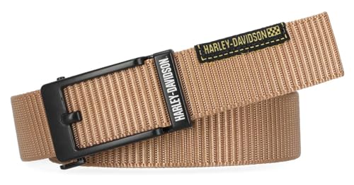 Harley-Davidson Men's Matte Black H-D Ratchet Buckle Nylon Belt – Cashew
