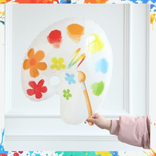 Image of Art Paint Balloon Garland Arch Kit, 163pcs Rainbow Color Balloons with Palette Foil Balloon for Art Painting Splatter Party Supplies Boys Girls Birthday Graffiti Party Baby Shower Decorations