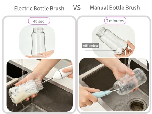 Brosse à biberon électrique rotative et son étendoir à haute efficacité