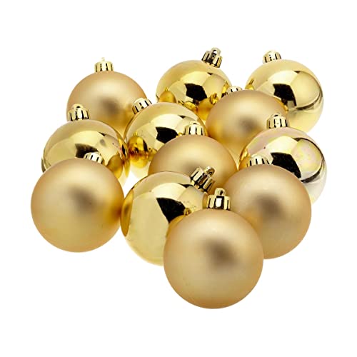 Christbaumkugeln gold 60 mm 12 Stück glänzend / matt Kunststoff