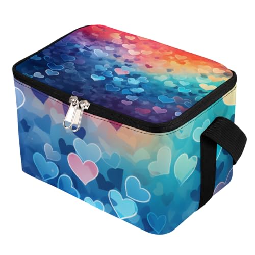 GzLeyigou Lunch Bags for Women Men 9 Cans,Blue Decorate Valentine's Day Hot & Cold Food Delivery Bag Insulated Grocery Bag Insulated Lunch Box Cooler Bag for Office Work Picnic Beach