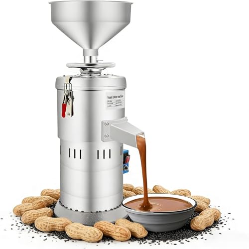 LARIDEN Peanut Butter Maker 1100W Stainless Steel Food Electric Grain Grinder 33lbs/h Sesame Sauce Grinder Nut Butter Maker Home/Commercial for for Groundnut, Almond, Cashew Nut and Sesame