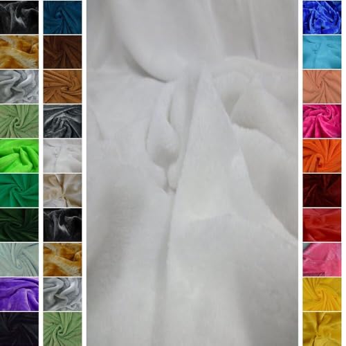 Stoffbook Tissu imitation fourrure de lapin Fausse fourrure doudou blanc, C770