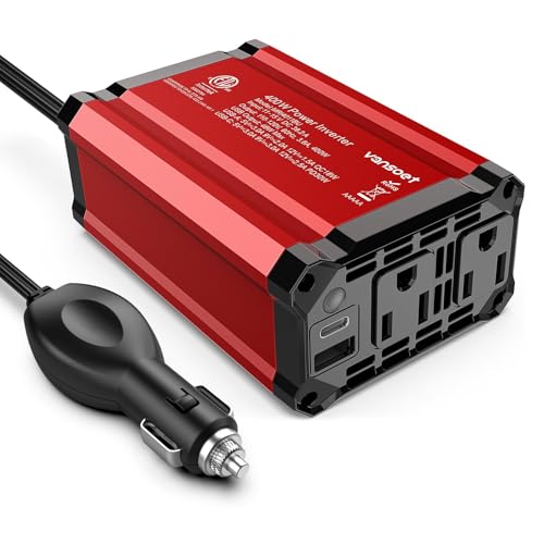 400W Car Power Inverter PD 30W Fast Charging,Vansoet DC 12V to AC 110V Car Inverter Aluminum...