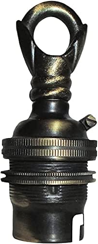 1 Pack Traditional Earthed Solid Brass Lampholder with Shade Retaining Ring and Metal Deco Styled Closed Loop