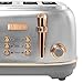Haden Heritage 4 Slice Wide Slot Stainless Steel Toaster with Adjustable Browning Control & Non-Slip Feet, Steel & Copper