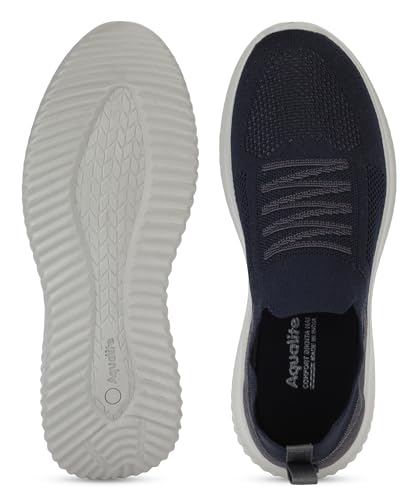 Image of Aqualite Colourblock Slip-on Casual Shoes| Walking Shoes for Men (Grey & Blue), UK 09