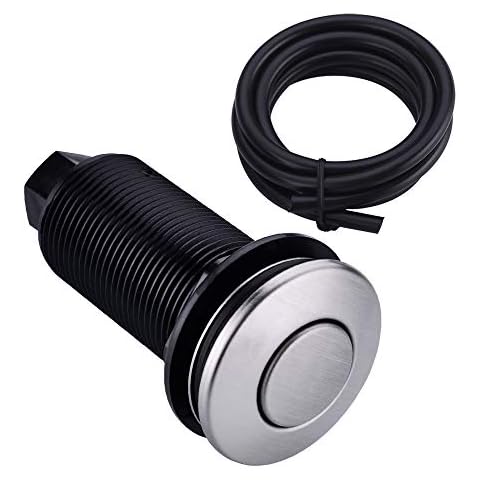 BESTILL Sink Top Garbage Disposal Air Switch Button with Air Hose, Brushed Nickel Long Button Cover